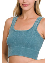 Load image into Gallery viewer, Washed Ribbed Square Neck Cropped Tank Top