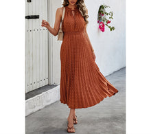 Load image into Gallery viewer, Sleeveless Dot Print Cross Fit Pleated Dress