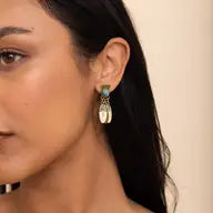 Load image into Gallery viewer, Antique Bronze Turquoise Stone Earrings