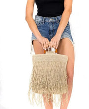 Load image into Gallery viewer, Bamboo Handle Fringed Bag