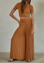 Load image into Gallery viewer, Knit Acrylic Sweater Ribbed Flare Pants