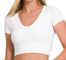 Load image into Gallery viewer, Ribbed Double Layered Seamless Crop Top