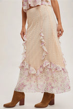 Load image into Gallery viewer, Floral Print Trimmed Maxi Lace Skirt with Lining