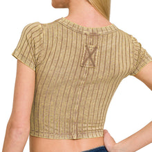Load image into Gallery viewer, Washed Short Sleeve Cropped Top