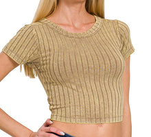 Load image into Gallery viewer, Washed Short Sleeve Cropped Top