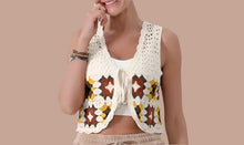 Load image into Gallery viewer, Boho Granny Square Crochet Vest – Retro Knit