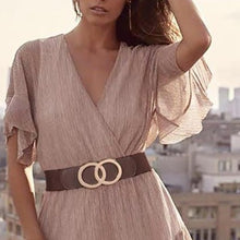 Load image into Gallery viewer, Stretchy Double Ring Buckle Wide Waist Belt