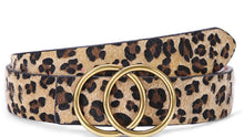 Load image into Gallery viewer, Gold Double O-Ring Buckle Faux Leather Belt