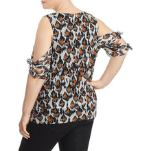 Load image into Gallery viewer, Womens Plus Animal Print Cold Shoulder Blouse