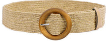 Load image into Gallery viewer, Straw Woven Elastic Stretch Waist Band Square or Round Buckle Belt