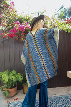 Load image into Gallery viewer, Crochet Patterned Ruana Navy
