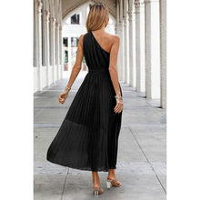 Load image into Gallery viewer, One Shoulder Sleeveless Pleated Dress
