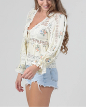 Load image into Gallery viewer, Lace Trim Tie Front Blouse
