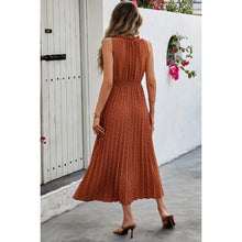 Load image into Gallery viewer, Sleeveless Dot Print Cross Fit Pleated Dress
