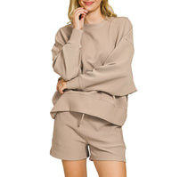 Load image into Gallery viewer, Ribbed Pullover &amp; Shorts Set

