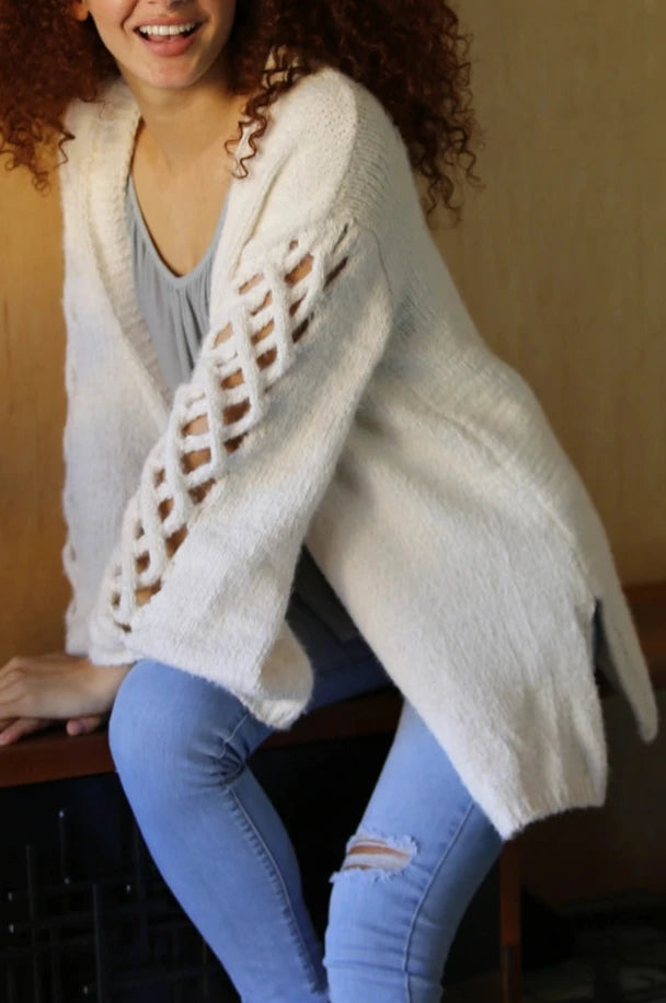 Lattice Sleeve Cardigan