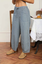 Load image into Gallery viewer, Stripe Denim Waist Tie Parachute Pants
