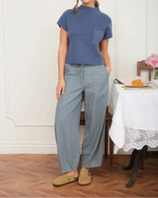 Load image into Gallery viewer, Stripe Denim Waist Tie Parachute Pants
