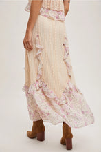 Load image into Gallery viewer, Floral Print Trimmed Maxi Lace Skirt with Lining
