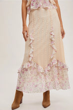 Load image into Gallery viewer, Floral Print Trimmed Maxi Lace Skirt with Lining
