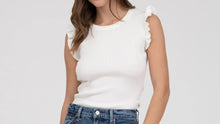 Load image into Gallery viewer, Ruffle Sleeveless Sweater Knit Top
