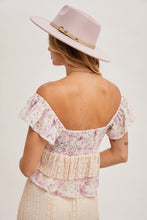 Load image into Gallery viewer, Ruffle Lace Trimmed Sweetheart Neck Top
