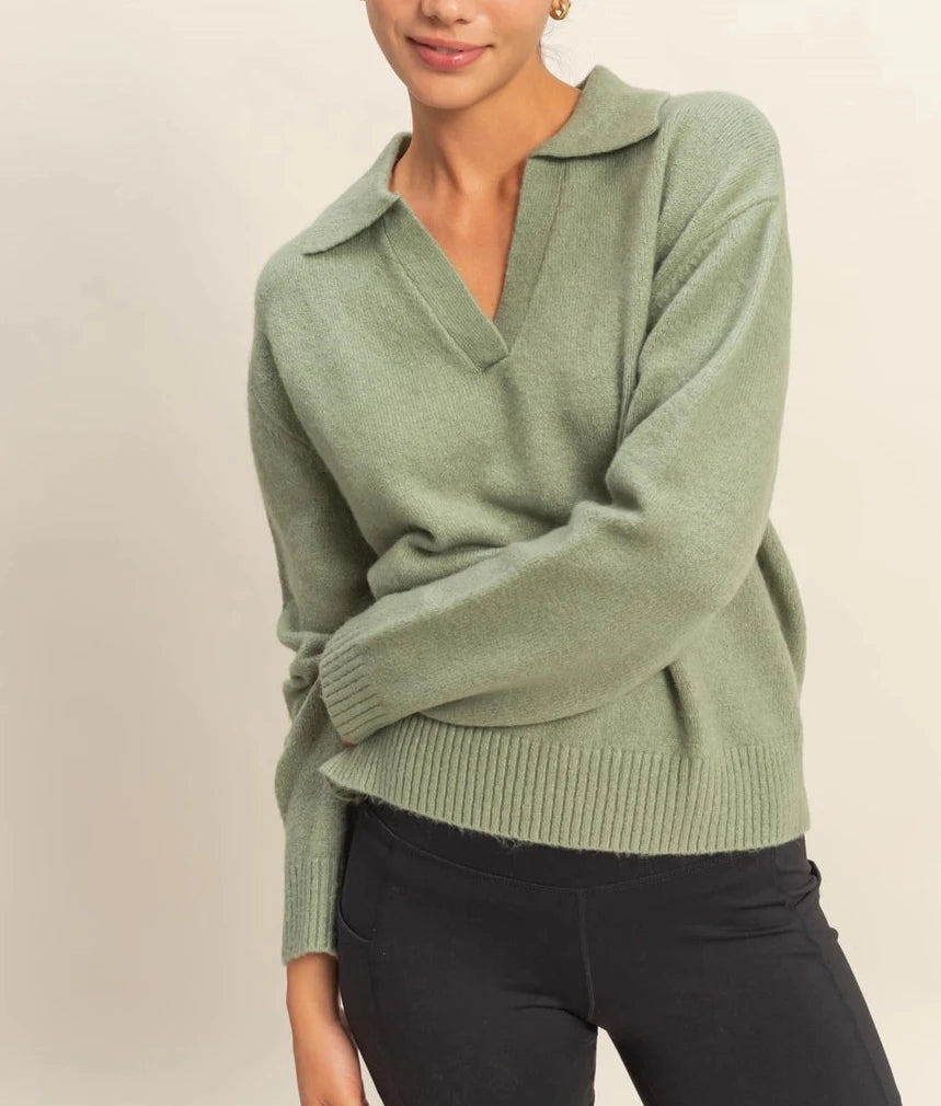 Collared V Neck Sweater