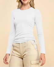 Load image into Gallery viewer, Long Sleeve Ribbed Top w/ Side Ruching
