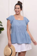 Load image into Gallery viewer, Plus Square Neck Chambray Top

