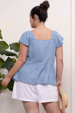 Load image into Gallery viewer, Plus Square Neck Chambray Top
