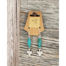 Load image into Gallery viewer, Jerome Turquoise Magnesite Six sided oval Heart dangle earrings
