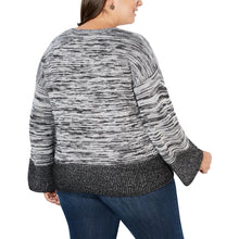Load image into Gallery viewer, Womens Plus Size Colorblock Striped Long Sleeve Pullover Sweater

