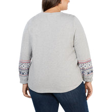 Load image into Gallery viewer, Womens Plus Embroidered Crewneck Pullover Top
