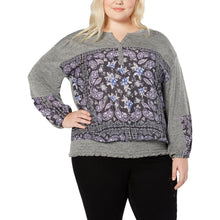 Load image into Gallery viewer, Womens Plus Paisley Smocked Peasant Top
