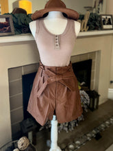 Load image into Gallery viewer, Faux Leather Paperbag Shorts
