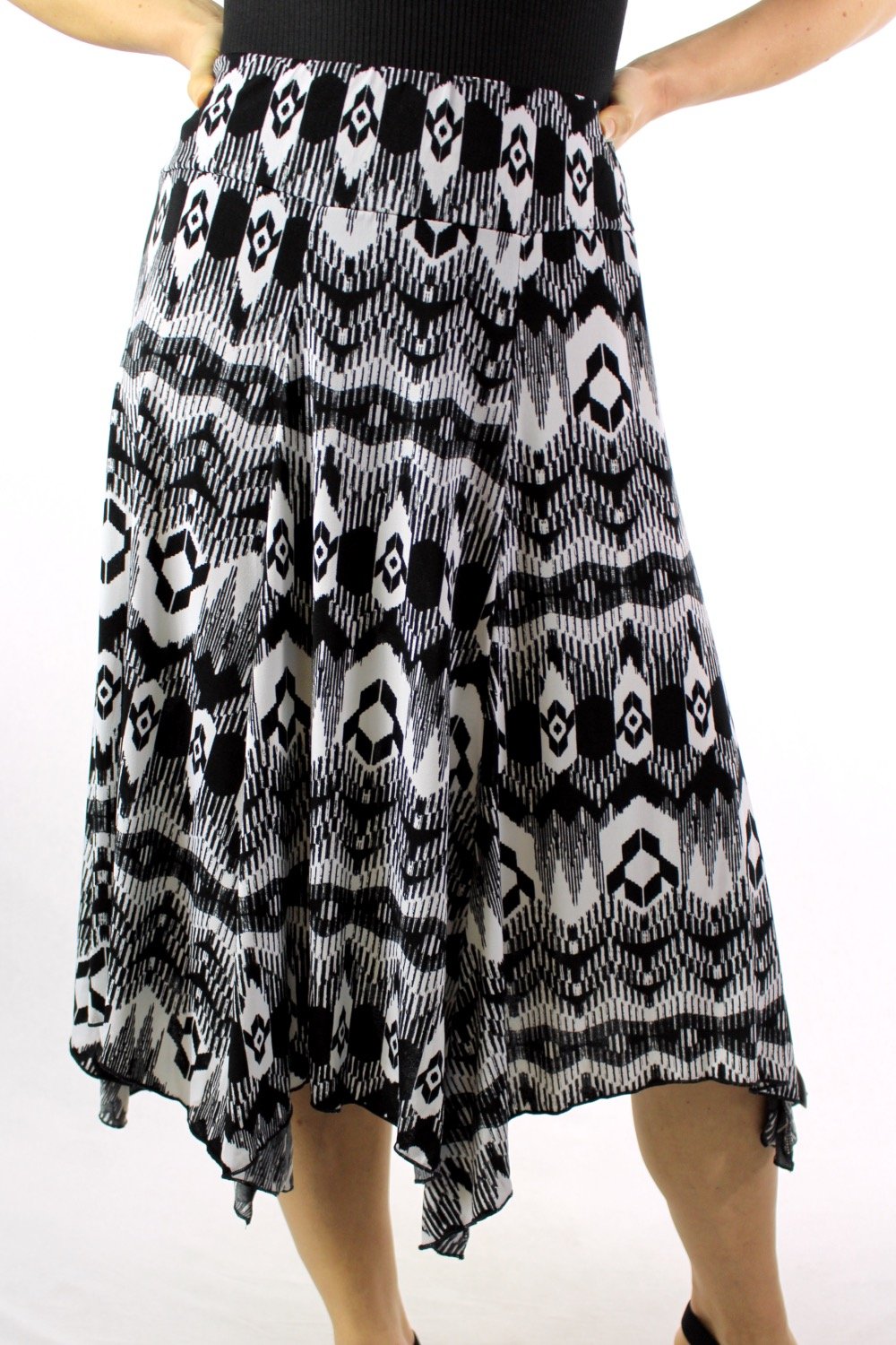Printed Asymmetrical Midi Skirt