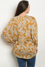 Load image into Gallery viewer, Mustard Leaves Print Plus Size Sweater
