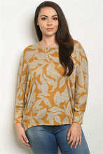 Load image into Gallery viewer, Mustard Leaves Print Plus Size Sweater
