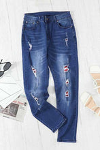 Load image into Gallery viewer, Distressed Plaid Skinny Jeans
