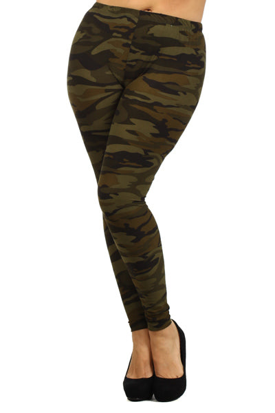 Plus Size High Waisted Camo Leggings