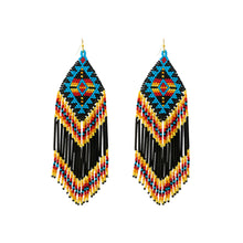 Load image into Gallery viewer, Western Aztec Boho Geometric Shape Fringe Seed Beed Earrings
